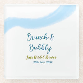 Blaue goldene Wasserfarbenblase und Brunch Bridsh Glasuntersetzer