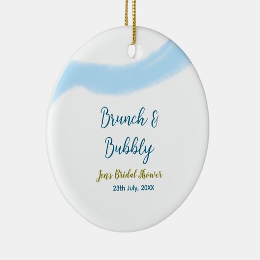 Blaue goldene Wasserfarbenblase und Brunch Bridsh Keramik Ornament (Rechts)