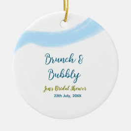Blaue goldene Wasserfarbenblase und Brunch Bridsh Keramik Ornament
