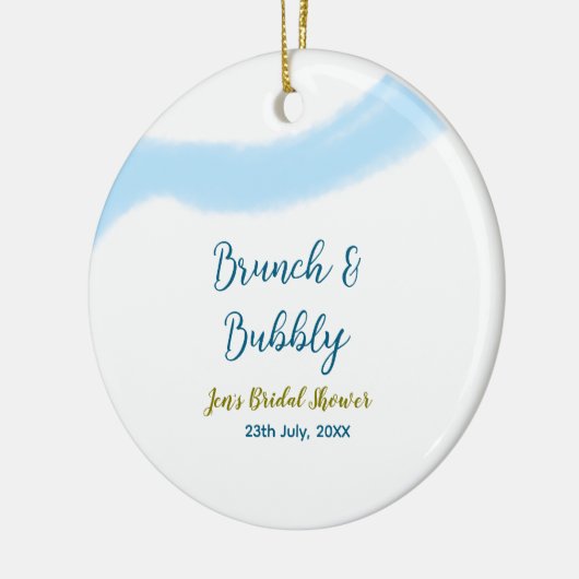 Blaue goldene Wasserfarbenblase und Brunch Bridsh Keramik Ornament (Links)