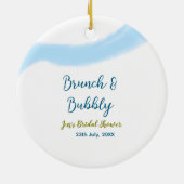 Blaue goldene Wasserfarbenblase und Brunch Bridsh Keramik Ornament (Hinten)