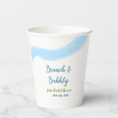 Blaue goldene Wasserfarbenblase und Brunch Bridsh Pappbecher (Rückseite)