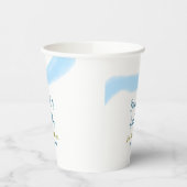 Blaue goldene Wasserfarbenblase und Brunch Bridsh Pappbecher (Links)