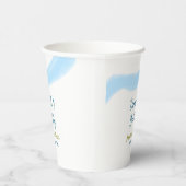 Blaue goldene Wasserfarbenblase und Brunch Bridsh Pappbecher (Rechts)