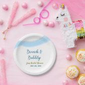 Blaue goldene Wasserfarbenblase und Brunch Bridsh Pappteller (Party)