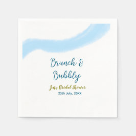 Blaue goldene Wasserfarbenblase und Brunch Bridsh Serviette