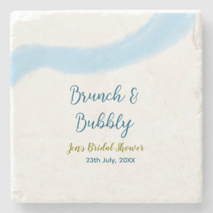 Blaue goldene Wasserfarbenblase und Brunch Bridsh Steinuntersetzer