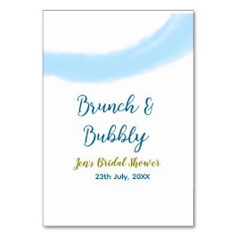 Blaue goldene Wasserfarbenblase und Brunch Bridsh Tischnummer