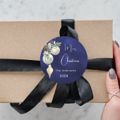 Blaue goldene weiße Bauern Weihnachten Runder Aufkleber