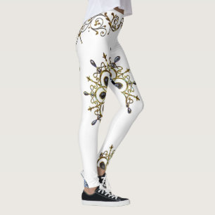 blaue goldene weiße lange Leggings