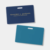 Blaue Goldfarben Professionell Moderne Schlichte Ausweis (Vorder- & Rückseite)