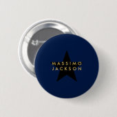 Blaue Goldfarben Professioneller Trend Schwarz Ste Button (Vorne & Hinten)