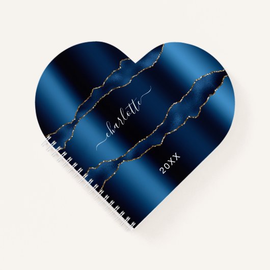 Blaue goldfarbene Marmornamenskripte Notizblock (Vorderseite)