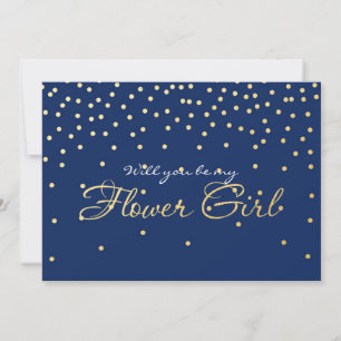Blaue Goldfolie Konfetti FLOWER GIRL Karte