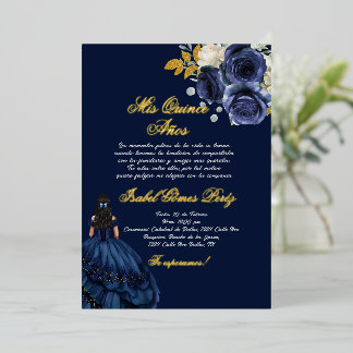 Blaue Goldfolie quinceañera Folieneinladung