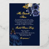 Blaue Goldfolie quinceañera Folieneinladung (Vorderseite)