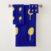 Blaue goldgelbe goldgelbe Blütenmuster Badhandtuch Set (Insitu)