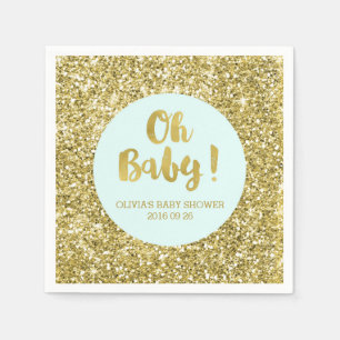 Blaue GoldGlitzerconfetti-oh Baby-Baby-Dusche Serviette