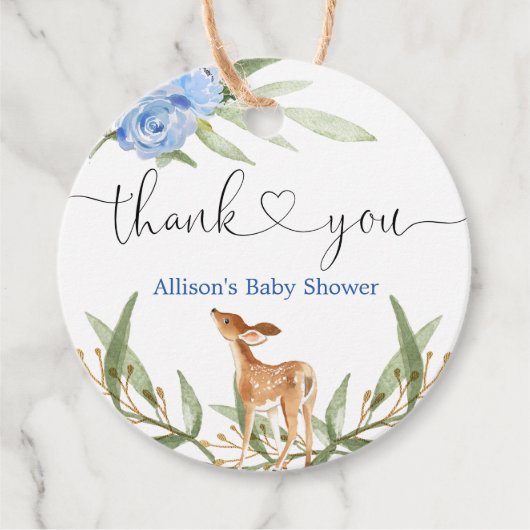 Blaue Goldjunge-Babydusche Geschenkanhänger (Vorderseite)