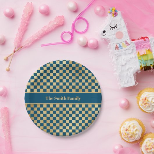 Blaue Goldkarton-Platte Pappteller (Party)