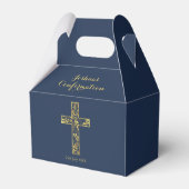 Blaue Goldkreuz-Jungen Geschenkschachtel (Rückseite)