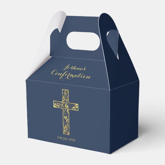 Blaue Goldkreuz-Jungen Geschenkschachtel (Vorderseite)