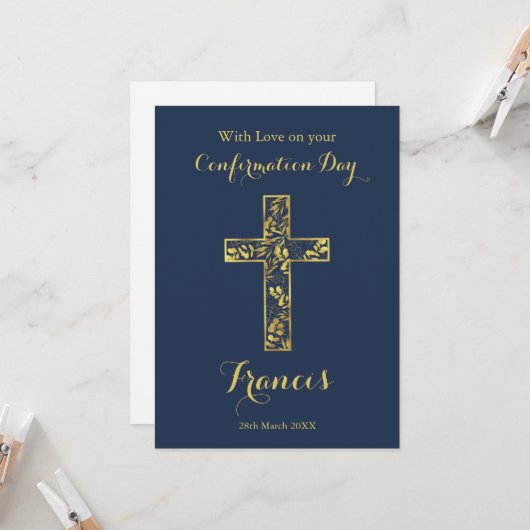 Blaue Goldkreuz-Jungen Karte (Vorderseite/Rückseite Beispiel)