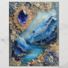 Blaue Goldlandschaft Junk Journal Scrapbook Papier