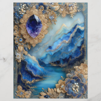 Blaue Goldlandschaft Junk Journal Scrapbook Papier