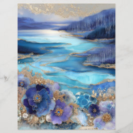 Blaue Goldlandschaft Junk Journal Scrapbook Papier