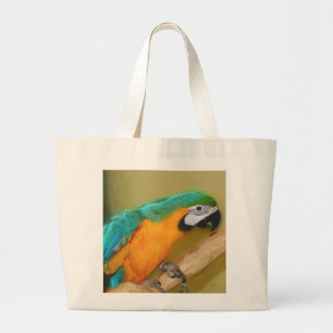 Blaue Goldmacaw-Papageien-Malerei-Tasche Jumbo Stoffbeutel