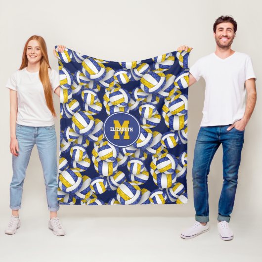 Blaue Goldmannschaft färbt Mädchenvolleyball Fleecedecke (Beispiel)