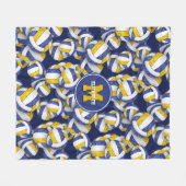 Blaue Goldmannschaft färbt Mädchenvolleyball Fleecedecke (Vorderseite (Horizontal))