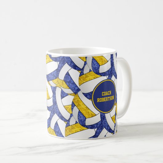 Blaue Goldmannschaft färbt Volleyballbussen Kaffeetasse (VorderseiteRechts)