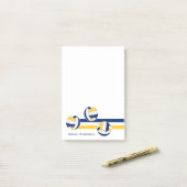 Blaue Goldmannschaft färbt Volleyballs Streifen Post-it Klebezettel (Auf Schreibtisch)