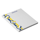 Blaue Goldmannschaft färbt Volleyballtrainer Notizblock (angewinkelt)