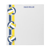 Blaue Goldmannschaft färbt Volleyballtrainer Notizblock (Vorderseite)