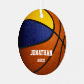 Blaue Goldmannschaft - Jungs-Basketball Ornament Aus Metall (Vorderseite links)