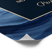 Blaue Goldmarbelagate-Hochzeit ohne Steckverbindun Poster (Ecke)