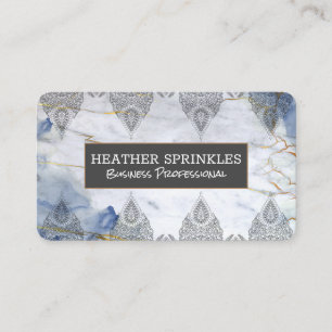 Blaue Goldmarmor Hintergrund   Ornamentales Muster Visitenkarte