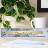 Blaue Goldmarmormarke Namensplakette