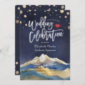 Blaue Goldmedaille Hochzeit im Freien Einladung (Vorne/Hinten)