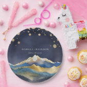 Blaue Goldmedaille Hochzeit im Freien Pappteller (Party)