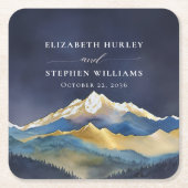 Blaue Goldmedaille Hochzeit im Freien Rechteckiger Pappuntersetzer (Vorderseite)