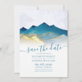 Blaue Goldmedaille Hochzeit im Freien Save The Date (Vorderseite)