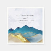 Blaue Goldmedaille Hochzeit im Freien Serviette (Vorderseite)