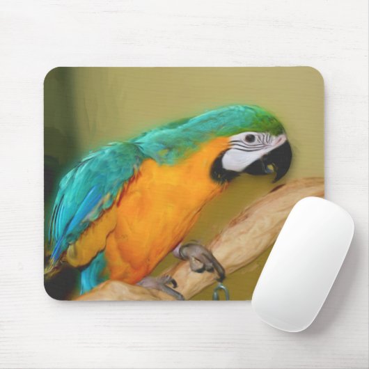 Blaue Goldmedaille Papagei Malerei Mousepad (Mit Mouse)