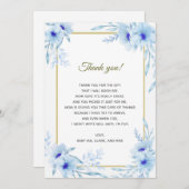 Blaue Goldmit BlumenBabyparty danken Ihnen zu Dankeskarte (Vorne/Hinten)