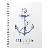 Blaue Goldmonogramm der Nautischen Marine Notizblock (Vorderseite)