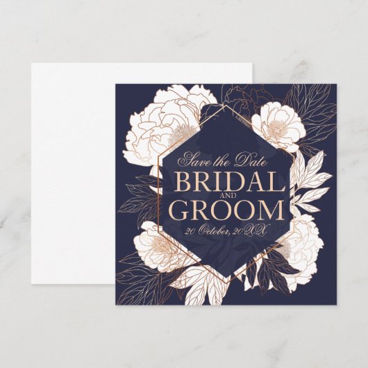 Blaue Goldperle Einladung (Vorne/Hinten)